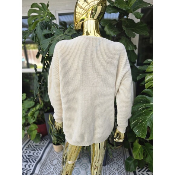 JENNI KAYNE Ivory Wool-Cashmere Oversized Rib Knit Cabin Sweater Small S - Picture 5 of 10
